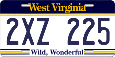 WV license plate 2XZ225