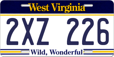 WV license plate 2XZ226