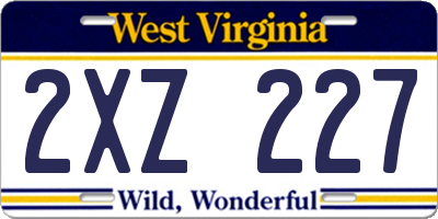 WV license plate 2XZ227