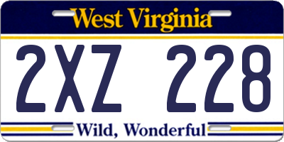 WV license plate 2XZ228