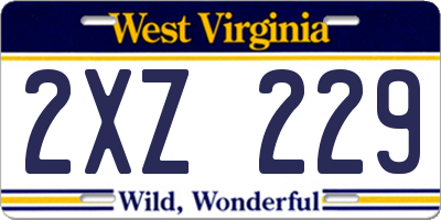 WV license plate 2XZ229
