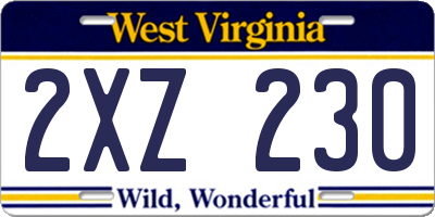 WV license plate 2XZ230