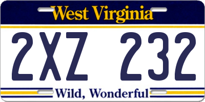 WV license plate 2XZ232