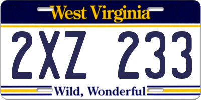 WV license plate 2XZ233