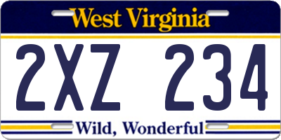 WV license plate 2XZ234