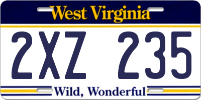WV license plate 2XZ235