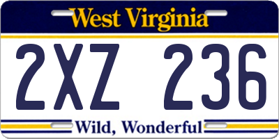 WV license plate 2XZ236