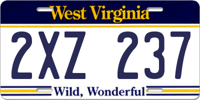 WV license plate 2XZ237