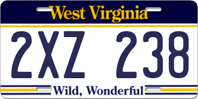 WV license plate 2XZ238