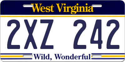 WV license plate 2XZ242