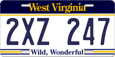WV license plate 2XZ247