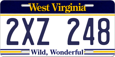 WV license plate 2XZ248
