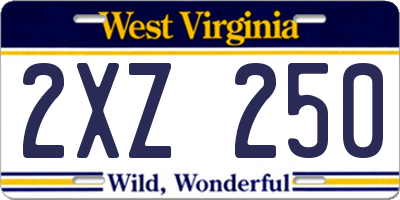 WV license plate 2XZ250
