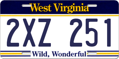 WV license plate 2XZ251