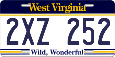 WV license plate 2XZ252