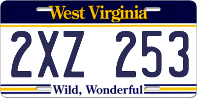 WV license plate 2XZ253