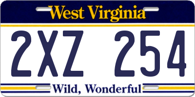 WV license plate 2XZ254