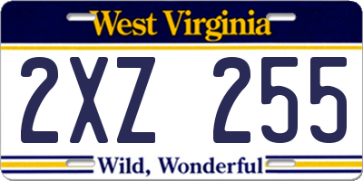 WV license plate 2XZ255