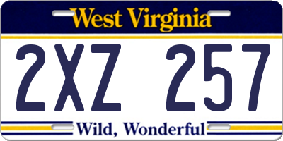 WV license plate 2XZ257