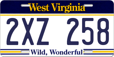 WV license plate 2XZ258