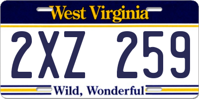 WV license plate 2XZ259