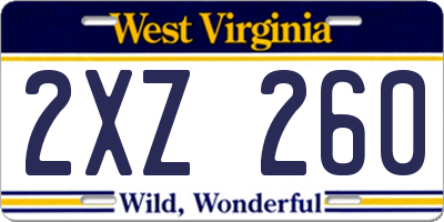 WV license plate 2XZ260