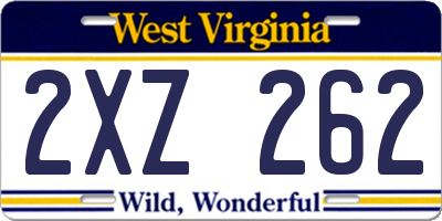 WV license plate 2XZ262