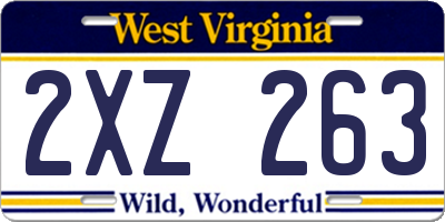 WV license plate 2XZ263