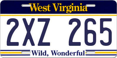 WV license plate 2XZ265