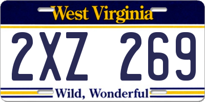 WV license plate 2XZ269