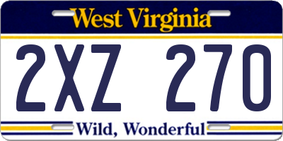 WV license plate 2XZ270