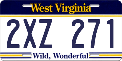 WV license plate 2XZ271