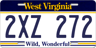 WV license plate 2XZ272