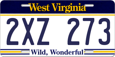 WV license plate 2XZ273
