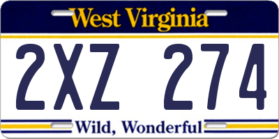 WV license plate 2XZ274