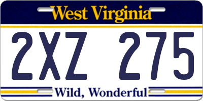 WV license plate 2XZ275