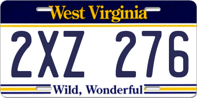 WV license plate 2XZ276
