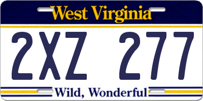 WV license plate 2XZ277