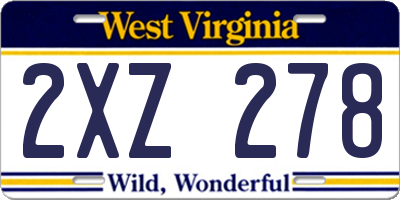 WV license plate 2XZ278