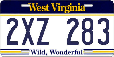 WV license plate 2XZ283