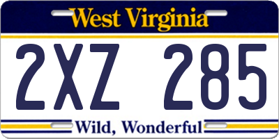 WV license plate 2XZ285