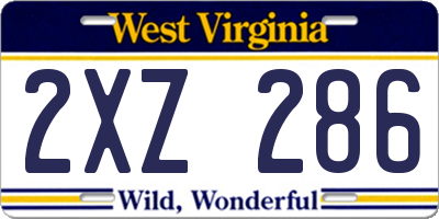 WV license plate 2XZ286