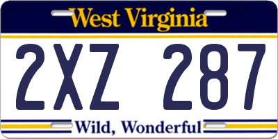 WV license plate 2XZ287