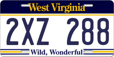 WV license plate 2XZ288