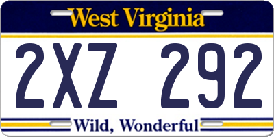 WV license plate 2XZ292