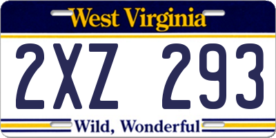 WV license plate 2XZ293
