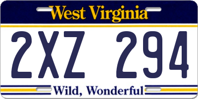 WV license plate 2XZ294