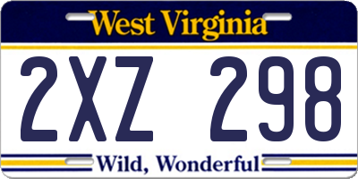 WV license plate 2XZ298