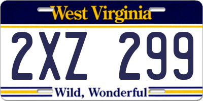 WV license plate 2XZ299