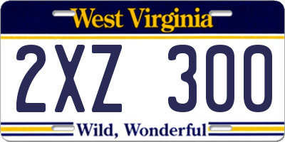 WV license plate 2XZ300